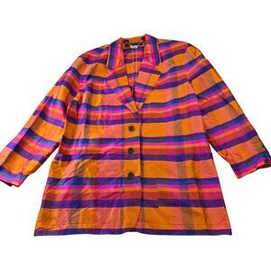 Sandra Roth Ciaosport Silk Blazer Jacket Womens Size 8 Vintage Striped 90s